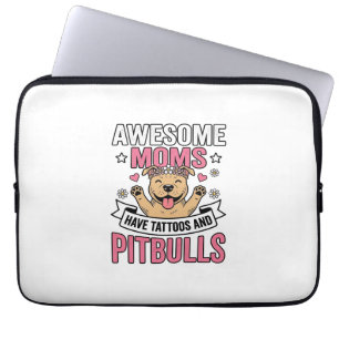 Capa Para Notebook Mães Incríveis Têm Tatuagens e Pitbulls Camisa Vin
