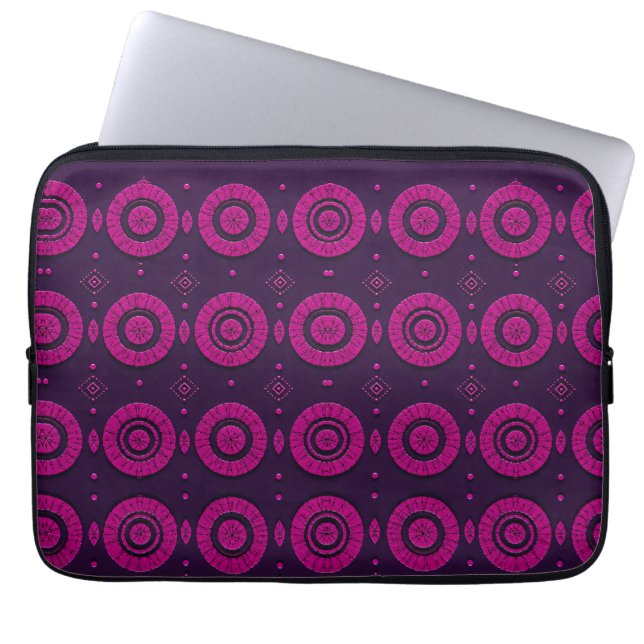 Capa Para Notebook Magenta Padrão Geométrico Africano de Círculo Elet (Frente)