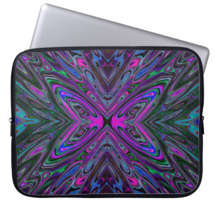 Capa Para Notebook Magenta Trippy, borboleta Abstrato azul e verde