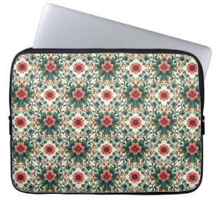 Capa Para Notebook Magia Floral Boho - em Tons de Verde e Rosa