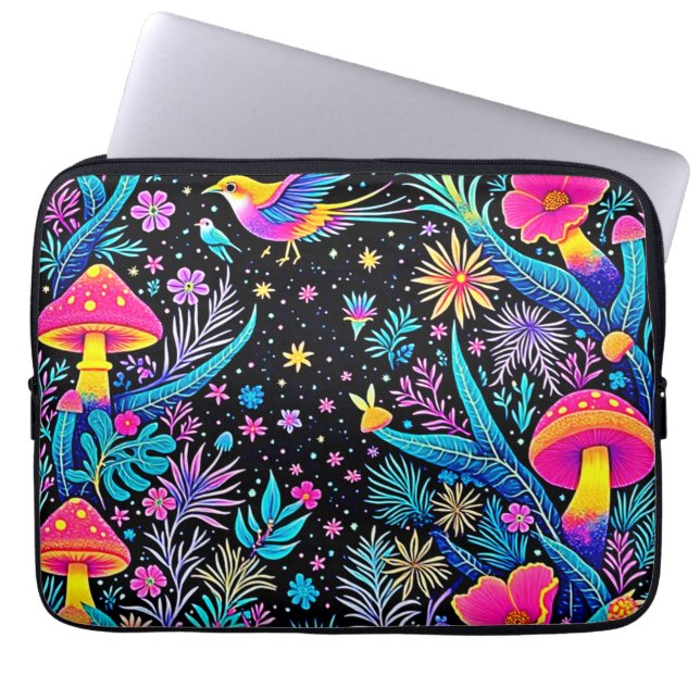 Capa Para Notebook Magical Neon Forest Night Design (Frente)
