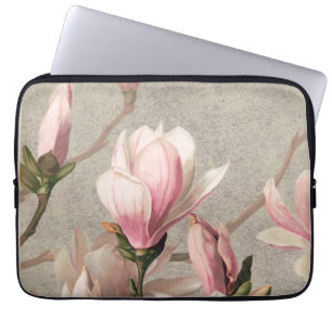 Capa Para Notebook Magnolias Rosa, Vintage