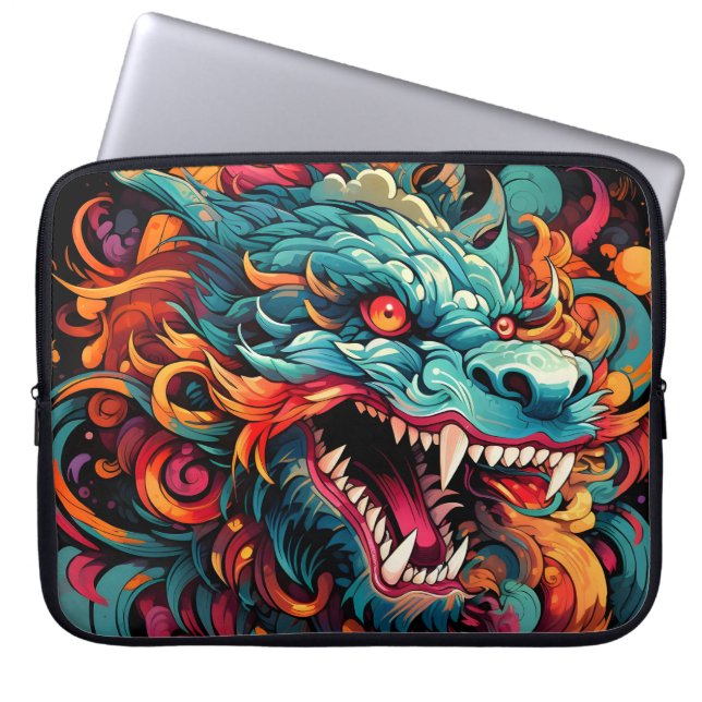 Capa Para Notebook Majestade do Dragão Oriental Moderno (Frente)