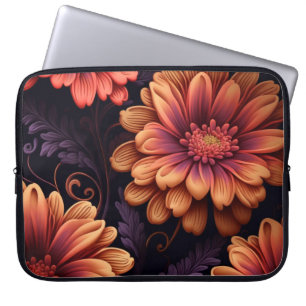 Capa Para Notebook Mala de Laptop FLower laranja e roxa