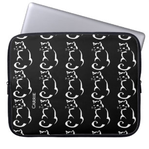 Capa Para Notebook Mala de Laptop Personalizada de Gatos Pretos e Bra