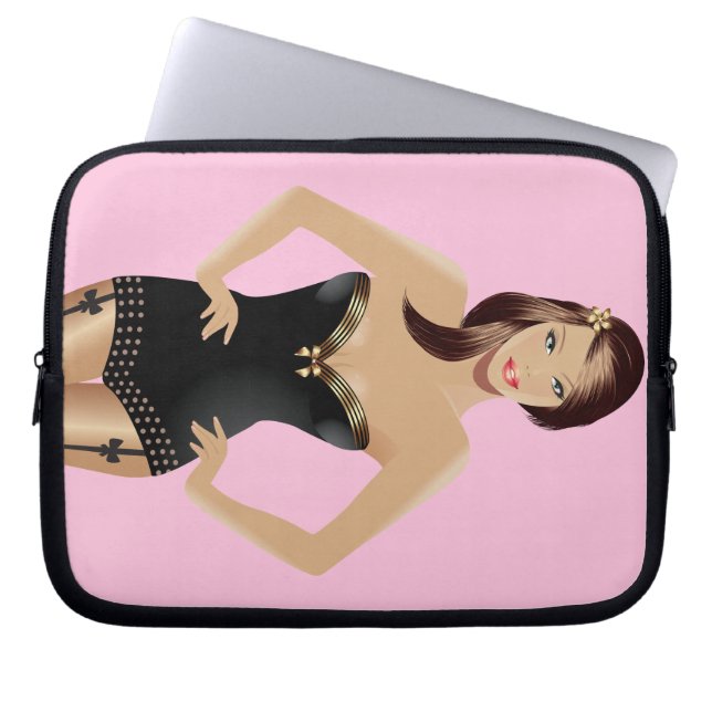 Capa Para Notebook Mala de Laptop Rosa (Frente)