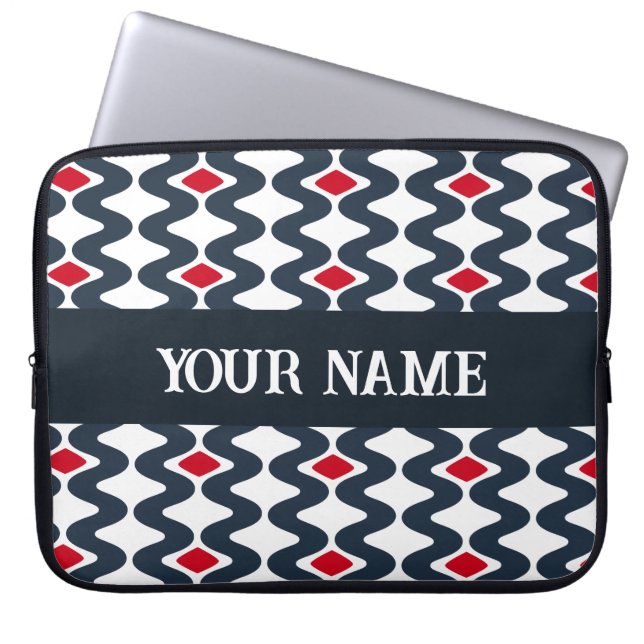 Capa Para Notebook Mala Laptop azul ondulada (Frente)