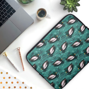Capa Para Notebook Mallards Nadando no Padrão de Água