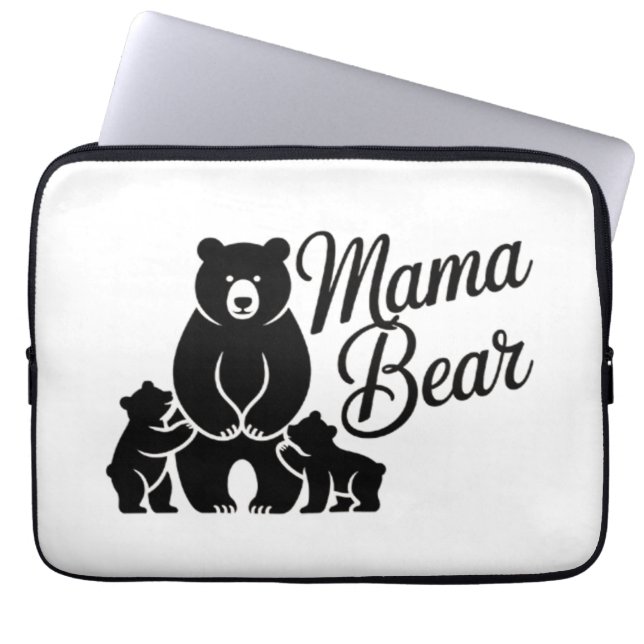 Capa Para Notebook Mama Urso com Filhotes Família de Ursos Fofa (Frente)