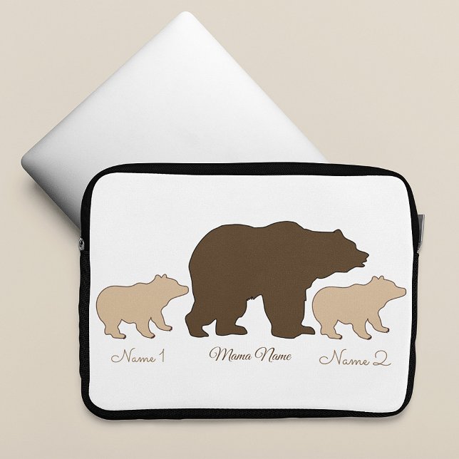 Capa Para Notebook Mama Urso Personalizada Com 2 Nomes de Filhos Pres (Criador carregado)