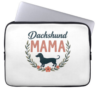 Capa Para Notebook Mamãe Dachshund Vintage Floral Amante de Cachorro