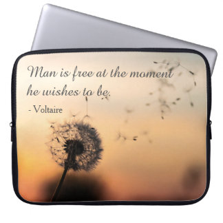 Capa Para Notebook Man is Free Voltaire Quote Dandelion