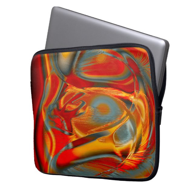 Capa Para Notebook Manchas curvas em laranja arranhado a vermelho em  (Frente Esquerda)