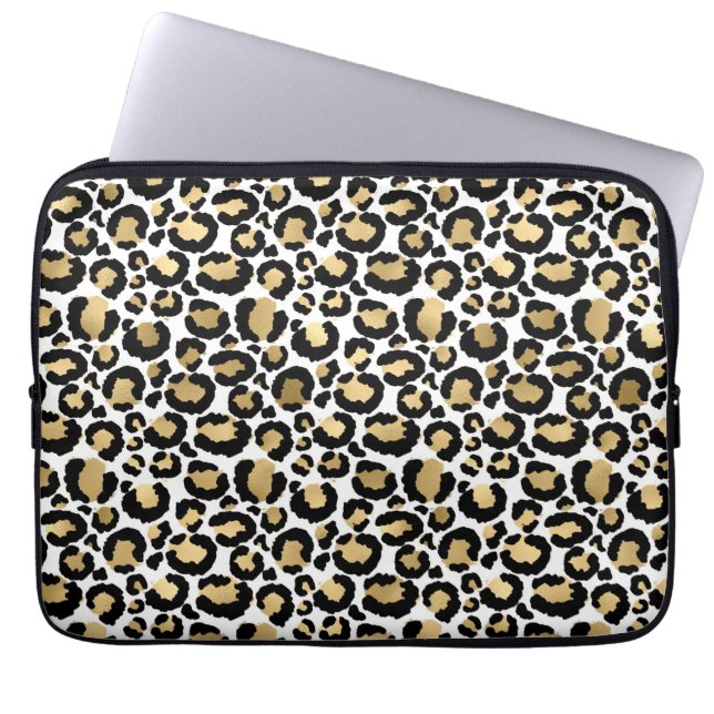 Capa Para Notebook Manchas de Leopardo Monocromáticas Elegantes e Gla (Frente)