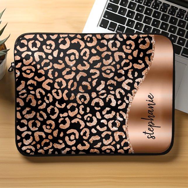 Capa Para Notebook Manchas-leopardo personalizadas, Rosa Dourado negr (Criador carregado)