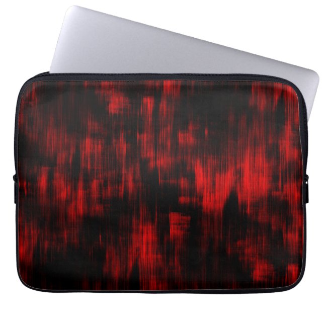 Capa Para Notebook Manchas ranhuras em vermelho vivo e preto (Frente)