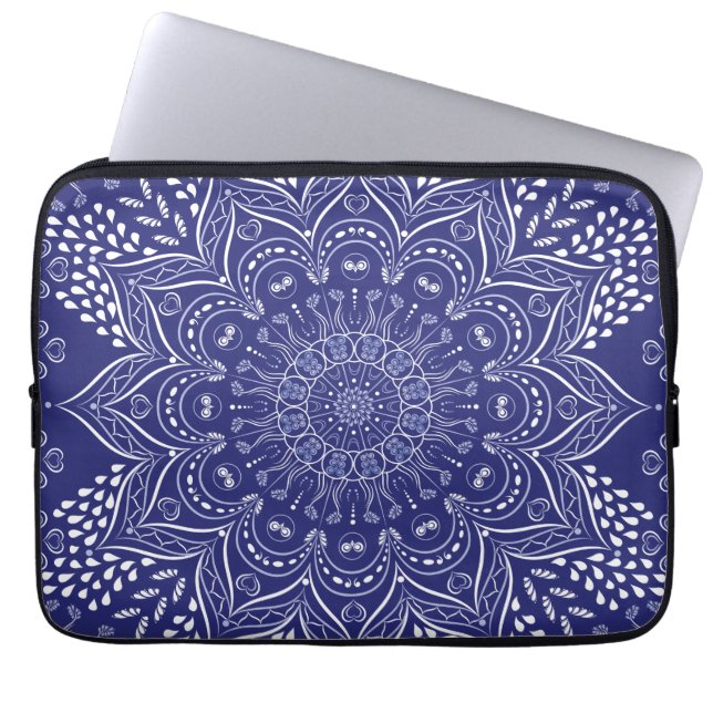 Capa Para Notebook Mandala azul indigo (Frente)