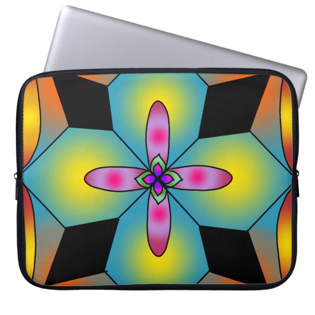 Capa Para Notebook mandala colorido em estilo de azulejo  (Frente)