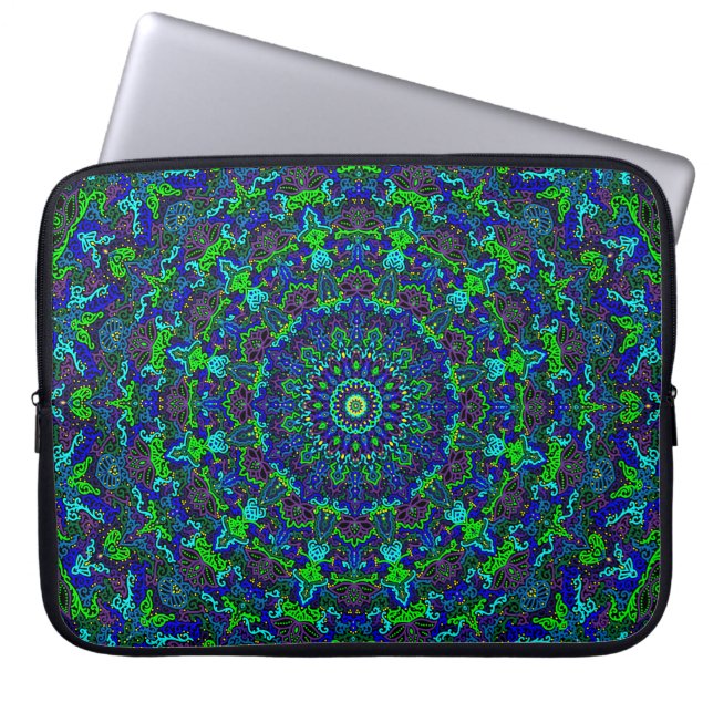 Capa Para Notebook Mandala com design detalhado, intrincado de Lotus (Frente)