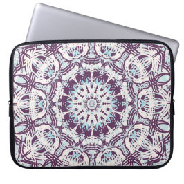 Capa Para Notebook Mandala Espiritual Caleidoscópio Azul Roxo Branco