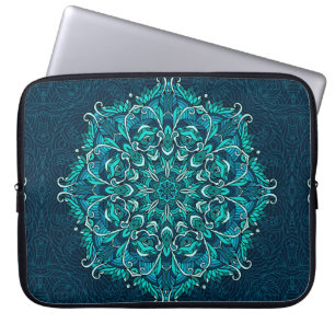 Capa Para Notebook Mandala étnica azul. Cópia de rasto