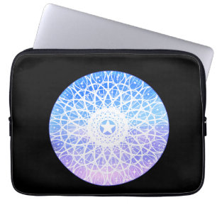 Capa Para Notebook Mandala Floral Do Espaço Puro, Branco E Azul