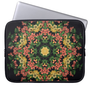 Capa Para Notebook Mandala Floral: vermelha, vindima amarela.