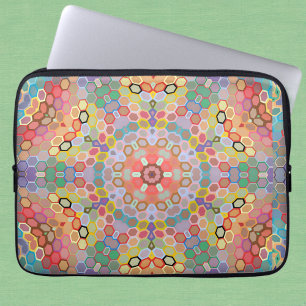 Capa Para Notebook Mandala Hexagonal Arco-íris