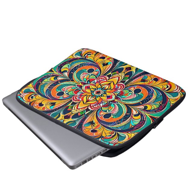 Capa Para Notebook Mandala Sinfonia de Cores – Floral Psicodélico Ous (Frente Inferior)
