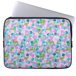 Capa Para Notebook Manga de computador com arte em sapo, fundo rosa