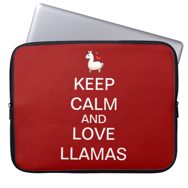 Capa Para Notebook Mantenha a calma e ame lamas (Frente)