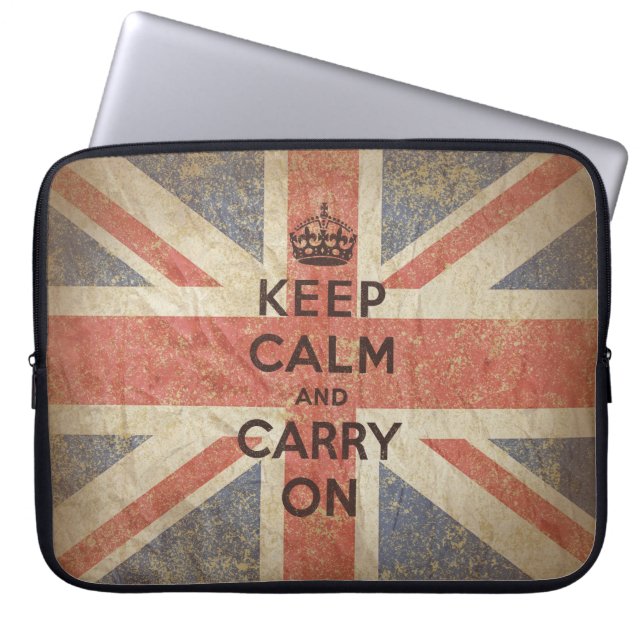 Capa Para Notebook Mantenha a calma e continue com bandeira BRITÂNICA (Frente)