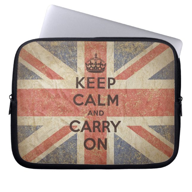 Capa Para Notebook Mantenha a calma e continue com bandeira BRITÂNICA (Frente)
