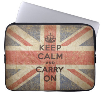 Capa Para Notebook Mantenha a calma e continue com bandeira BRITÂNICA