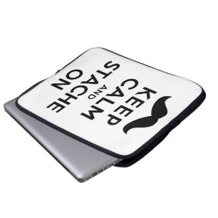 Capa Para Notebook Mantenha a calma e o Stache sobre
