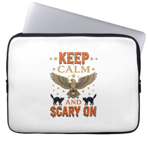 Capa Para Notebook Mantenha Calmo Design Vetorial de Halloween Vintag
