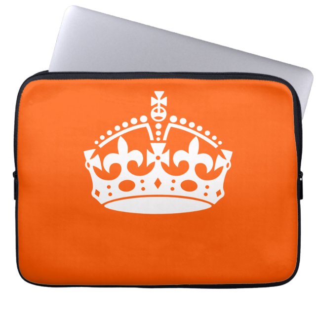 Capa Para Notebook Mantenha o Calma CROWN no Laranja Personalize isso (Frente)