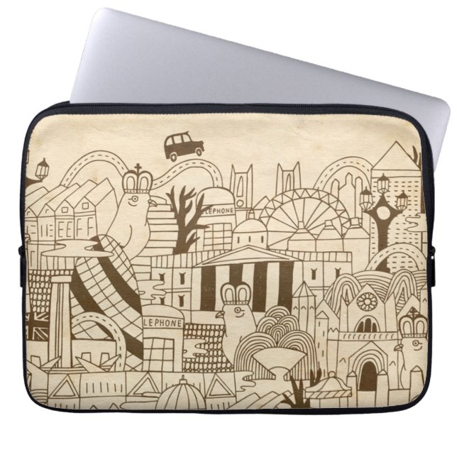 Capa Para Notebook Mão de Londres tirada no papel velho (Frente)