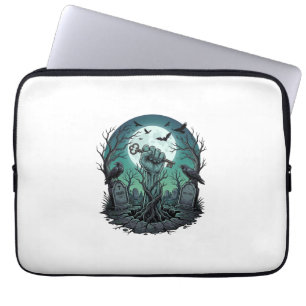 Capa Para Notebook Mão de Zumbi Mors Chave de Esqueleto Lápide Corvos