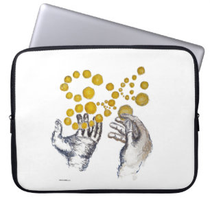 Capa Para Notebook Mãos Estendidas com Globos Dourados