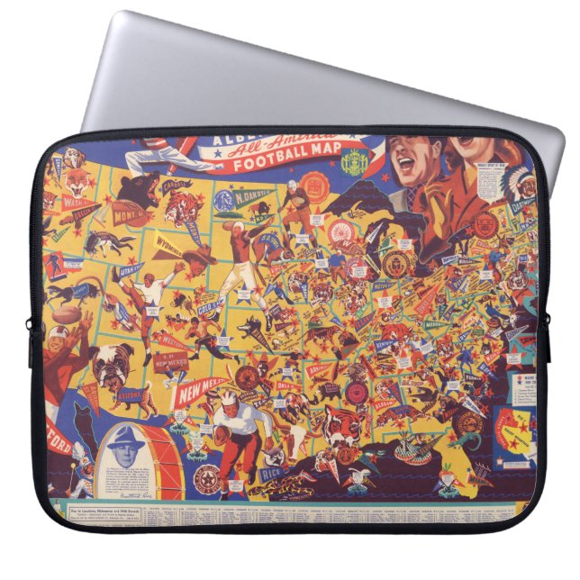 Capa Para Notebook Mapa Americano de Futebol Vintage (Frente)
