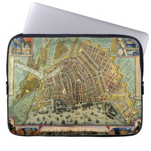 Capa Para Notebook Mapa Antigo da Rua de Amsterdã, Holanda