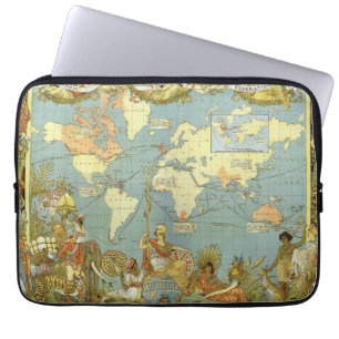 Capa Para Notebook Mapa Antigo do Mundo do Império Britânico, 1886