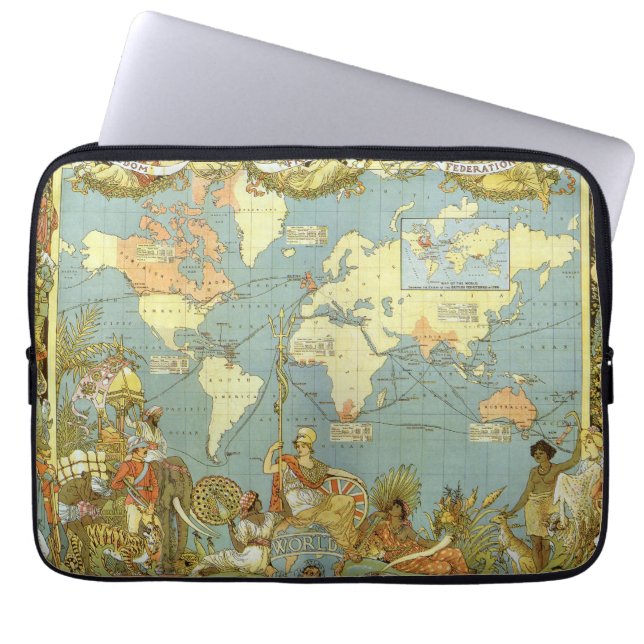 Capa Para Notebook Mapa Antigo do Mundo do Império Britânico, 1886 (Frente)