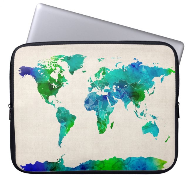 Capa Para Notebook Mapa da aguarela do mapa do mundo (Frente)
