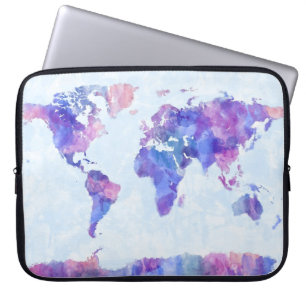 Capa Para Notebook Mapa da pintura da aguarela do mapa do mundo