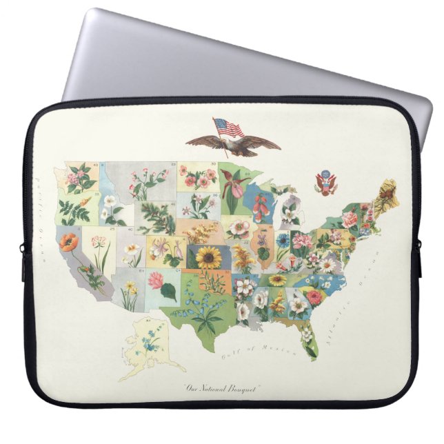 Capa Para Notebook Mapa das Flores dos Estados Unidos - Nosso Buquê N (Frente)
