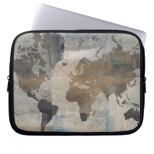 Capa Para Notebook Mapa de pedra cinzento do mundo