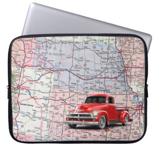 Capa Para Notebook Mapa do Caminhão Vermelho Retroativo nos EUA