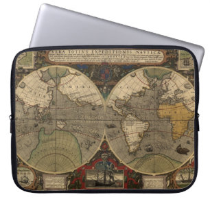 Capa Para Notebook Mapa do mundo 1595 do vintage por Jodocus Hondius